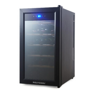 47L 18 Bottle Wine Bar Fridge Countertop Cooler Compressor Mirrored Glass Door  Black