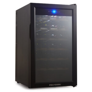 72L 28 Bottle Wine Bar Fridge Countertop Cooler Compressor Mirrored Glass Door  Black