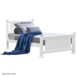 King Single Wooden Timber Bed Frame  White