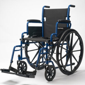 Portable Wheelchair 24 Inch Folding Lightweight Wheel Chair 136kg Capacity Mobility. Blue