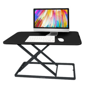 Desk Riser 74cm Wide Adjustable Sit to Stand for Dual Monitor  Keyboard  Laptop  Black