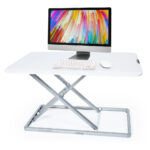 Desk Riser 74cm Wide Adjustable Sit to Stand for Dual Monitor  Keyboard  Laptop  White