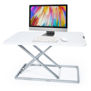 Desk Riser 74cm Wide Adjustable Sit to Stand for Dual Monitor  Keyboard  Laptop  White