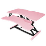 Desk Riser 77cm Wide Adjustable Sit to Stand for Dual Monitor  Keyboard  Laptop  Pink