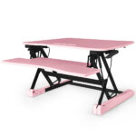 Desk Riser 90cm Wide Adjustable Sit to Stand for Dual Monitor  Keyboard  Laptop  Pink