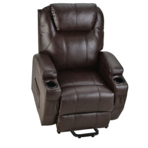 Electric Massage Lift Recliner Chair Faux Leather 8 Point Massage Heating  Dark Crimson