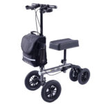 Knee Scooter Walker  10 inch Tyres Dual Brakes Bag - Broken Leg Ankle Foot Mobility - Crutches Alternative - Titanium colour