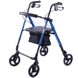 4 Wheel Lightweight Rollator Walker  Aluminium Frame  Seat  Carry Bag  for Seniors  Blue