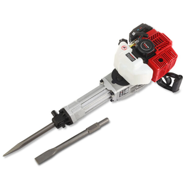 2 Stroke 52cc Petrol Jackhammer  with 2 Chisels  Carry Bag