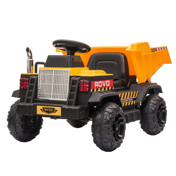 Electric Ride On Children's Toy Dump Truck with Bluetooth Music - Yellow