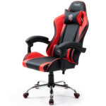 Conquest Series Reclining Gaming Ergonomic Office Chair with Lumbar and Neck Pillows  Black and Red