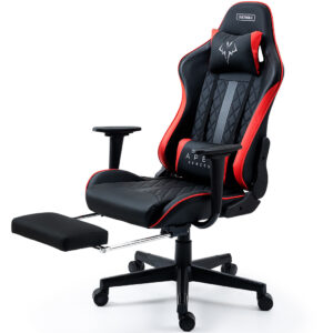 Apex Series Reclining Gaming Ergonomic Office Chair with Footrest  Black and Red