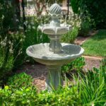 3 Tier Solar Powered Water Feature Fountain Bird Bath - Light Grey