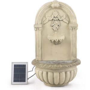 Solar Fountain Water Feature Pump Outdoor Wall Mount Classic with LED Lights