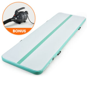 800x100x20cm Inflatable Air Track Mat Tumbling Gymnastics  Mint & Grey  with Electric Pump