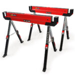 2 x Steel Saw Horse  Folding Height Adjustable Sawhorse  1180kg Capacity  2x4 Support Arms