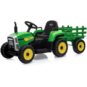 Electric Battery Operated Ride On Tractor Toy  Remote Control  Green and Yellow