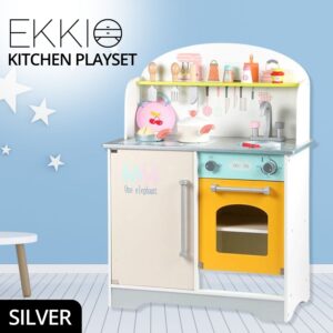 Wooden Kitchen Playset for Kids (Japanese  Kitchen Set  Silver) EK-KP-107-MS