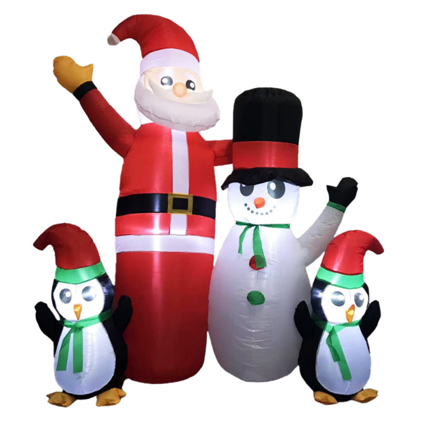 1.8m Santa Snowman and Penguin Greeting Christmas Inflatable with LED FS-INF-14