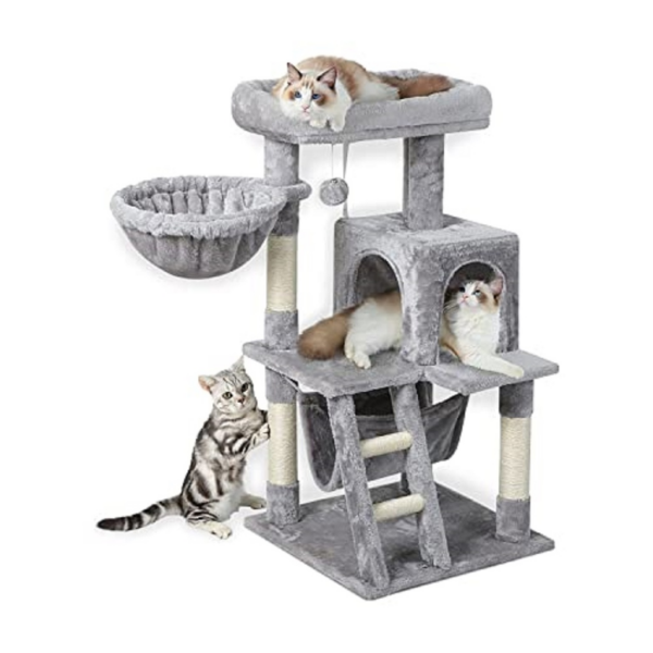 104cm Plush Cat Condo Cat Tree Light Grey FI-CT-166-ZZ