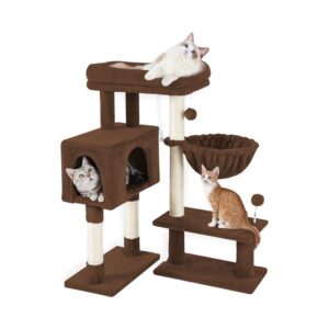 97cm Adjustable Base Plush Cat Tree Brown FI-CT-164-ZZ