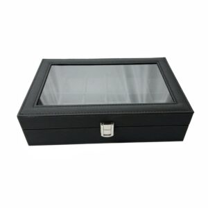 12 Slot Watch Box with Transparent Display Window (Black) GO-WO-101-FH