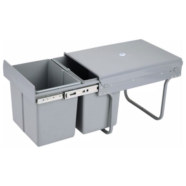 2x15L Kitchen Twin Pull Out Bin (Grey) GO-POB-100-SDRS