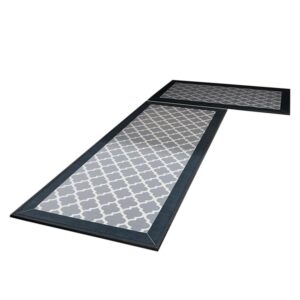 2 PCS Washable Non Slip Absorbent Kitchen Floor Mat (44x80+44x150cm  Black  Clover) GO-KRM-103-QC