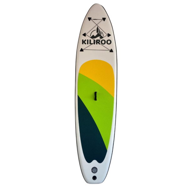 Inflatable Stand Up Paddle Board Balanced SUP Portable Ultralight  10.5 x 2.5 x 0.5 ft  with EVA Anti-Slip Pad Yellow  Green & Black