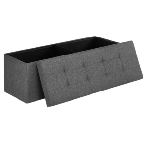 110cm Folding Storage Ottoman Bench Foot Rest Stool Dark Gray