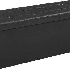 109cm Folding Storage Ottoman Bench Black