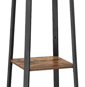 Coat Rack Stand with 3 Shelves Rustic Brown and Black LCR80X