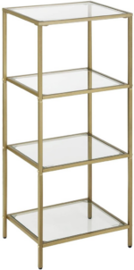 Storage Shelf 4-Tier Tempered Glass Gold LGT029A01