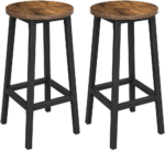 Bar Stools Set of 2 Bar Chairs Kitchen Chairs with Sturdy Steel Frame Height Round Easy Assembly Industrial  Vintage Brown Black LBC32X