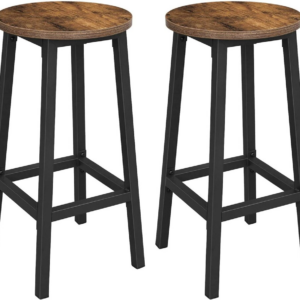 Bar Stools Set of 2 Bar Chairs Kitchen Chairs with Sturdy Steel Frame Height Round Easy Assembly Industrial  Vintage Brown Black LBC32X