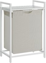 Laundry Hamper with Shelf and Pull-Out Bag 65L White BLH101W01