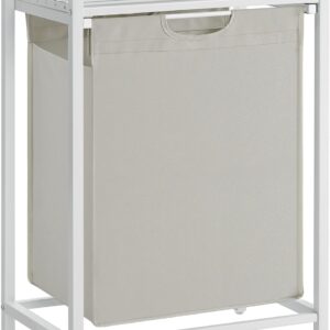 Laundry Hamper with Shelf and Pull-Out Bag 65L White BLH101W01