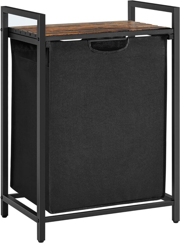 Laundry Hamper with Shelf and Pull-Out Bag 65L Rustic Brown and Black BLH101B01