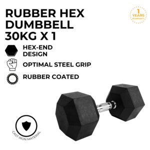 Rubber Hex Dumbbells 30kg - VP-DB-112