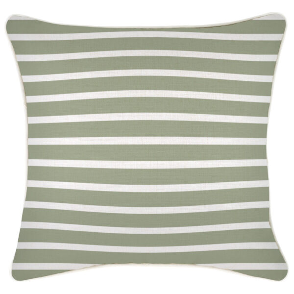 Cushion Cover-With Piping-Hampton Stripe Sage-45cm x 45cm