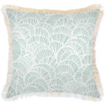 Cushion Cover-Coastal Fringe Natural-Positano Pale Mint-60cm x 60cm