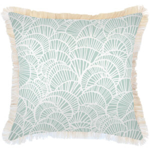 Cushion Cover-Coastal Fringe Natural-Positano Pale Mint-60cm x 60cm