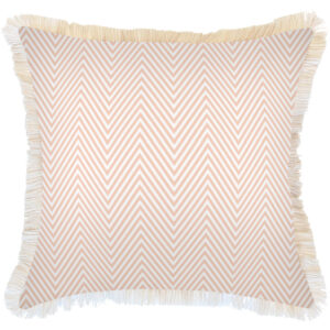 Cushion Cover-Coastal Fringe Natural-Zig Zag Blush-60cm x 60cm