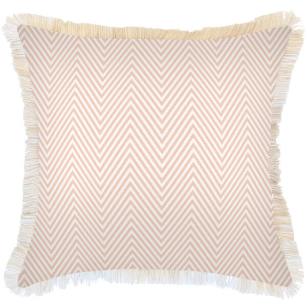 Cushion Cover-Coastal Fringe Natural-Zig Zag Blush-60cm x 60cm