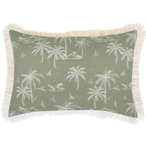 Cushion Cover-Coastal Fringe Natural-Postcards Sage-35cm x 50cm