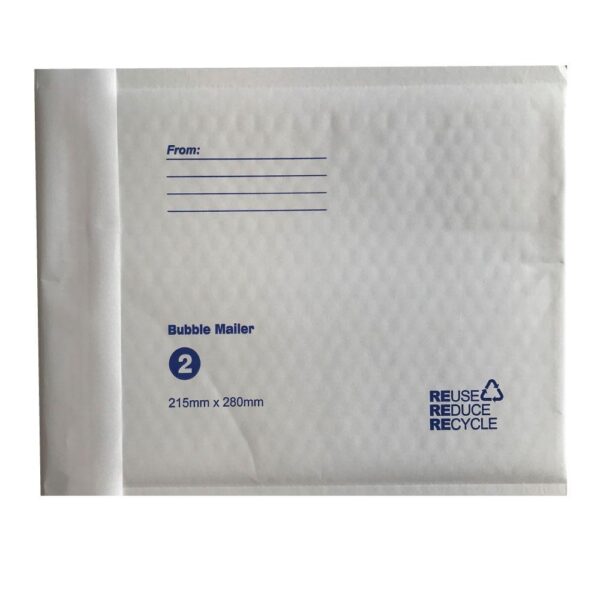 100x  215x280mm Bubble Mailers No.2 White Padded Eco Mail Bags Envelopes