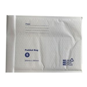 100x  265x380mm Bubble Mailers No.5 White Padded Eco Mail Bags Envelopes