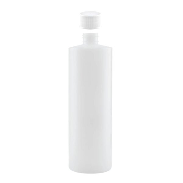 1x 500ml Clear HDPE Round Bottle + 28/410 Caps - Empty Plastic Food Storage