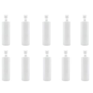 10x 1L Clear HDPE Round Bottle + 28/410 Caps - Empty Plastic Food Storage