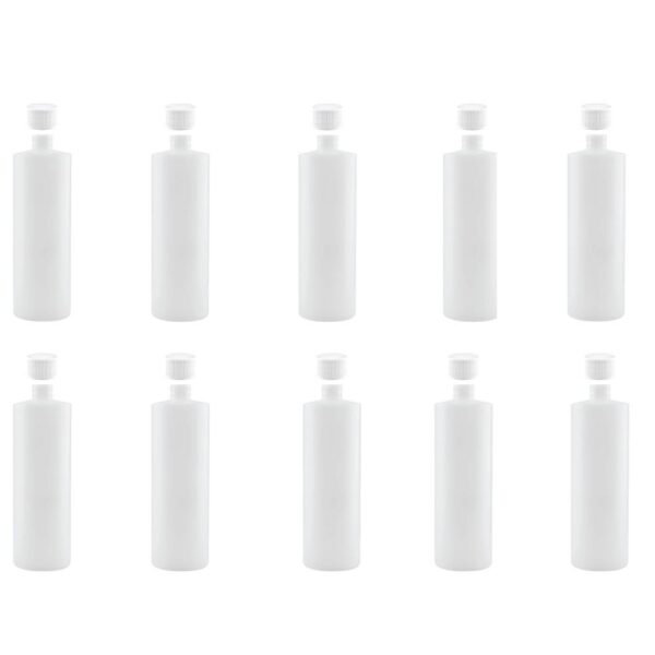 10x 1L Clear HDPE Round Bottle + 28/410 Caps - Empty Plastic Food Storage